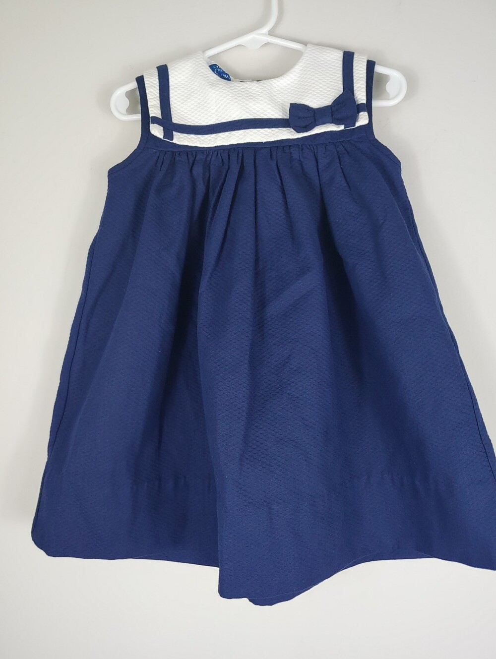 Sailor Nautical Inspired Navy and White Girls' Dress 100% Cotton 24M